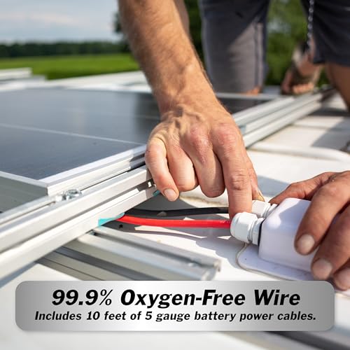 InstallGear كابلات عاكس الطاقة بجهد 5 AWG بطول 10 أقدام - 2 قطعة كابل بطارية أحمر/أسود للطاقة الشمسية، السيارات، المركبات الترفيهية والبحرية، جزازة العشب - نحاس خالي من الأكسجين بنسبة 99.9%، مجموعة - كابل بطارية - سلك بطارية - Image 2