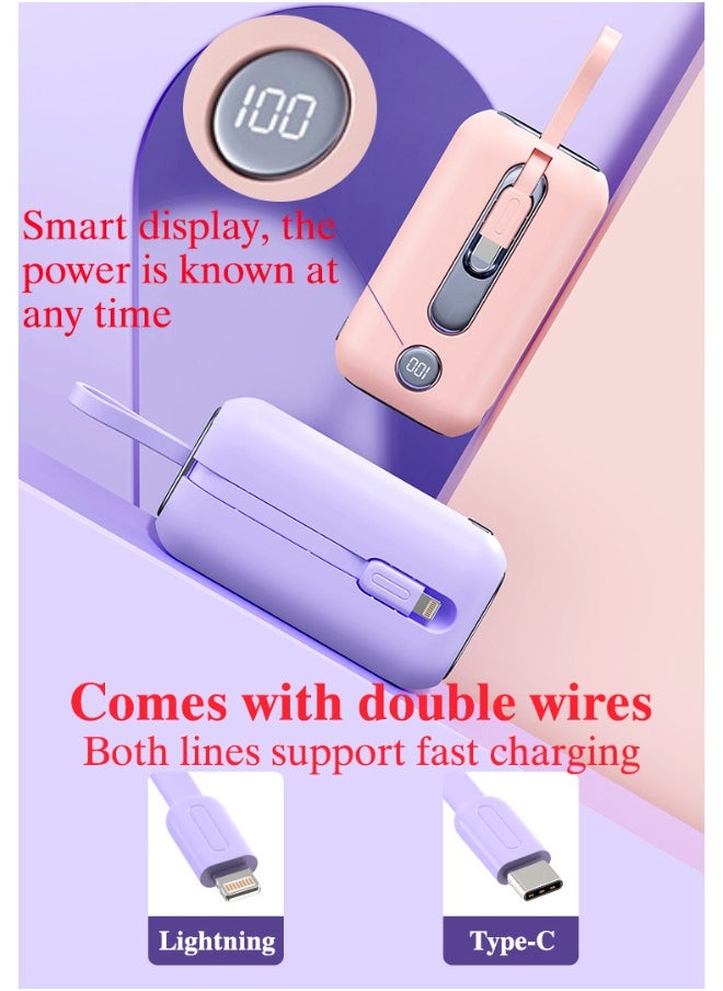 Purple Power Bank 22.5W Fast Charge 10000 mAh CF911 Dual Wire Fast Charging Portable with Type-C and Lighting Output Cable-Pink - pzsku/Z02849C68C4D02760D071Z/45/_/1721640924/a9f7b05c-c05c-461a-a584-9d4f4bfde055