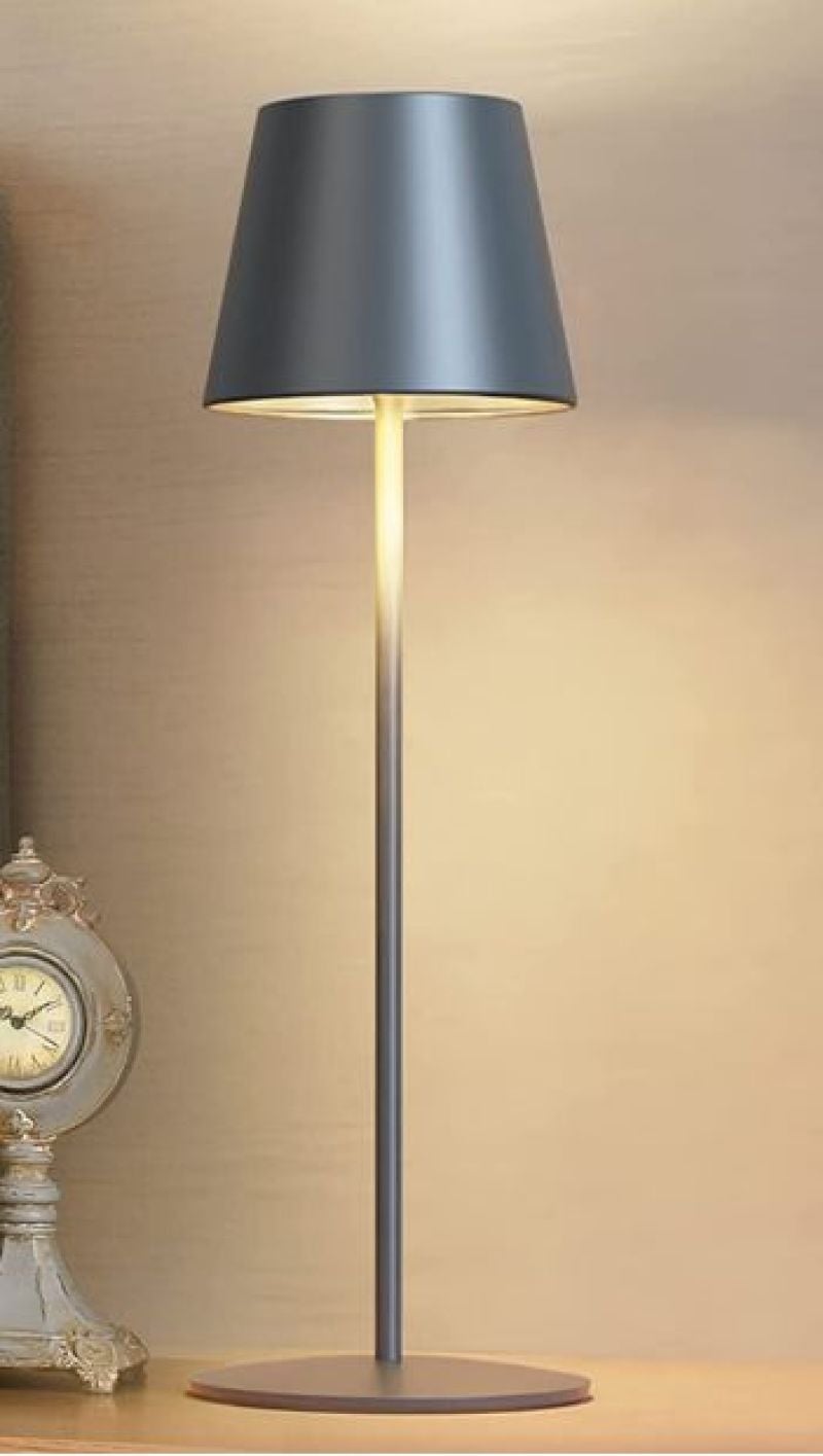 Cordless LED Table Lamp: Black Metal, 3600mAh Rechargeable, Stepless Dimmable - Touch Control, 3 Light Colors, Soft Flicker-Free Light for Bedside, Desk, Outdoor Camping, Bedroom Dining