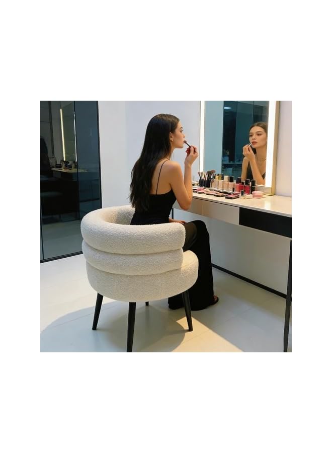 Vanity Chair, Minimalist Sofa Accent Chair for Living Room & Bedroom (White) - Image 2
