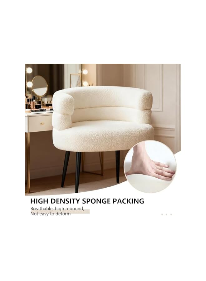Vanity Chair, Minimalist Sofa Accent Chair for Living Room & Bedroom (White) - Image 5