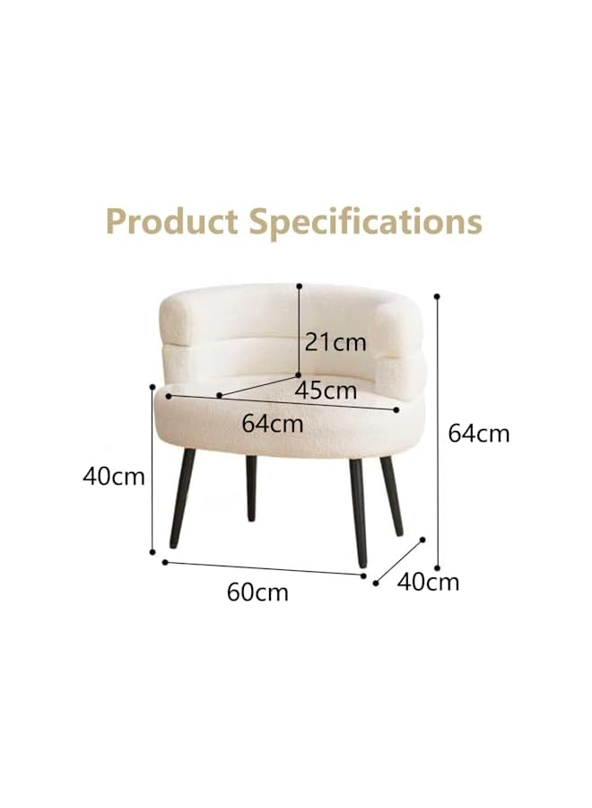 Vanity Chair, Minimalist Sofa Accent Chair for Living Room & Bedroom (White) - Image 3