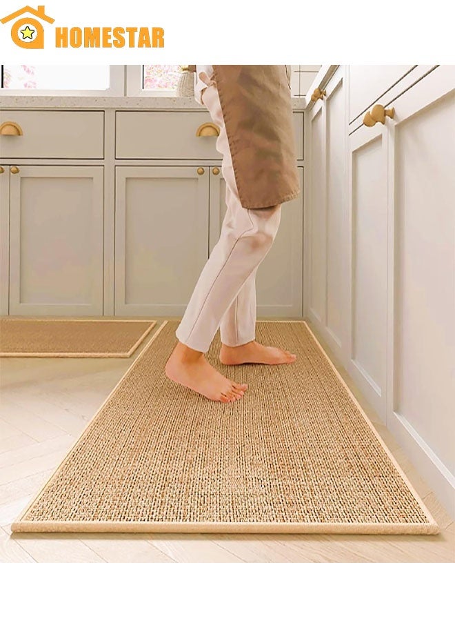 2 Pieces Modern Durable Kitchen Rugs and Mats, Contemporary Style, Anti-Skidding Rubber, Washable, Oil and Water Resistant, Easy to Clean - Image 1