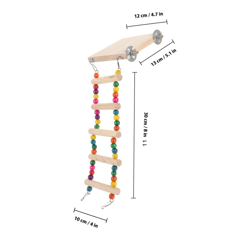 Five Step Wooden Bird Ladder Chewing Toy Platform For Parakeets Budgies - Image 3