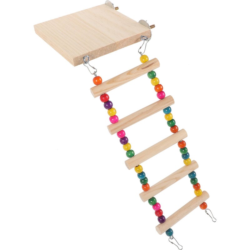 Five Step Wooden Bird Ladder Chewing Toy Platform For Parakeets Budgies - Image 2