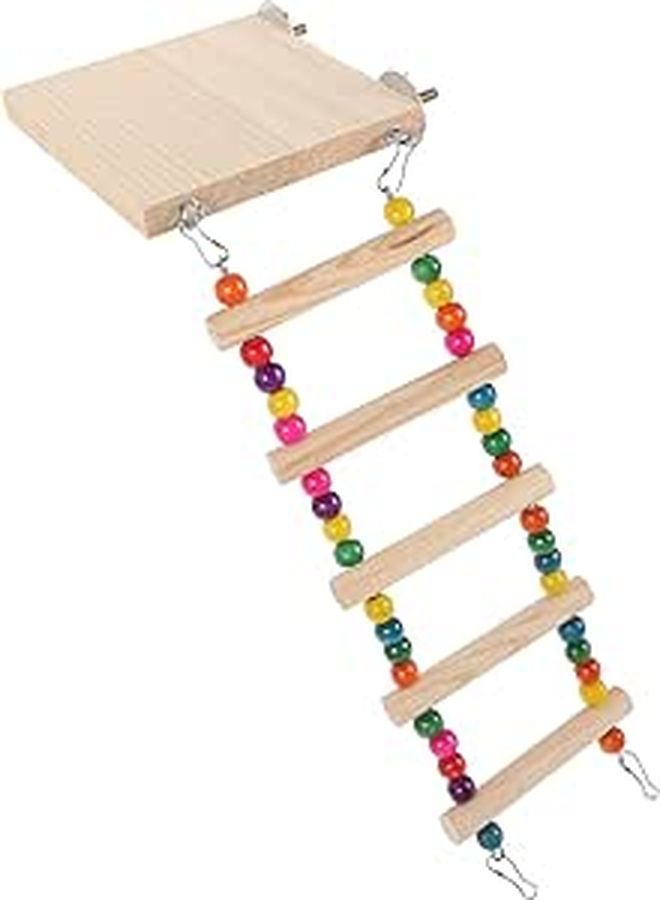 Five Step Wooden Bird Ladder Chewing Toy Platform For Parakeets Budgies - Image 1
