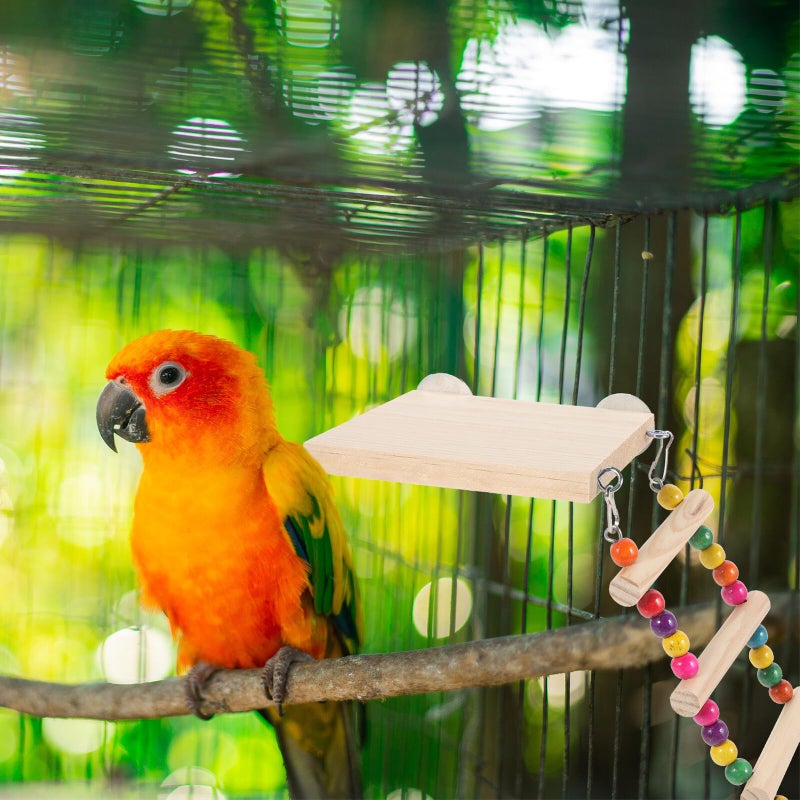 Five Step Wooden Bird Ladder Chewing Toy Platform For Parakeets Budgies - Image 4