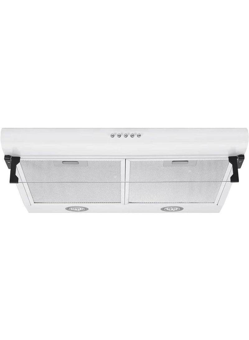 Admore 60cm Kitchen Hood/Slim Cooker Hood (White) – Under Cabinet Range Hood, 3-Speed Fan, LED Lights, Carbon Filter, Convertible Ducted or Ductless Vent - Image 1