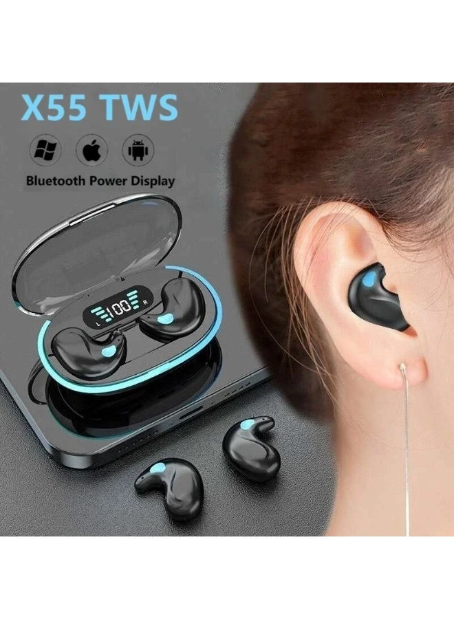 Bluetooth Wireless Headphones Mini Sleeping Ear Hooks Bass Noise Reduction Earbuds HiFi Stereo Headsets with Mic HD Call Waterproof - Image 1