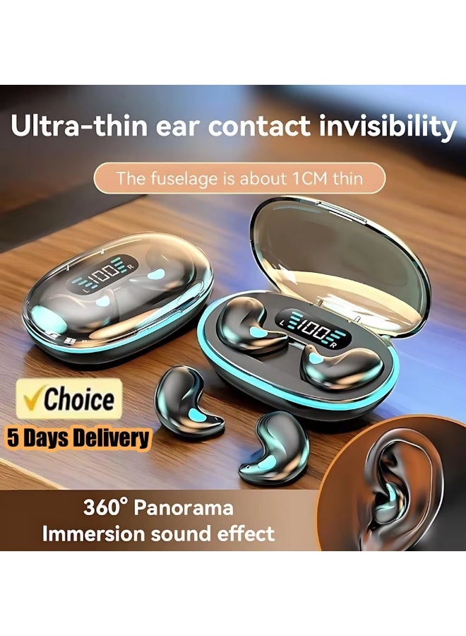 Bluetooth Wireless Headphones Mini Sleeping Ear Hooks Bass Noise Reduction Earbuds HiFi Stereo Headsets with Mic HD Call Waterproof - Image 2