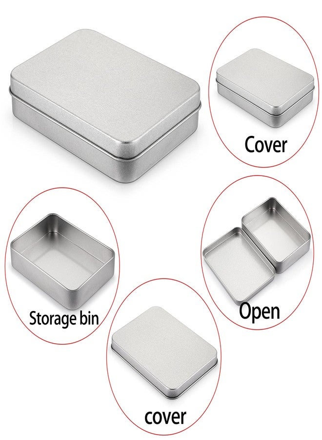 JUXYES Pack of 12 Rectangular Storage Tins Box With Lid, Metal Silver Empty Tins Box Containers Mini Storage Box Organizer For Candles Candies Gifts Balms, 4.5 x 3.14 x 1 Inch - Image 3