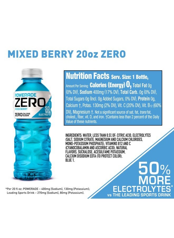 Powerade مشروب رياضي بنكهة التوت المختلط معزّز بالإلكتروليتات خالي من السكر، 20 أونصة (عبوة من 24) - Image 2
