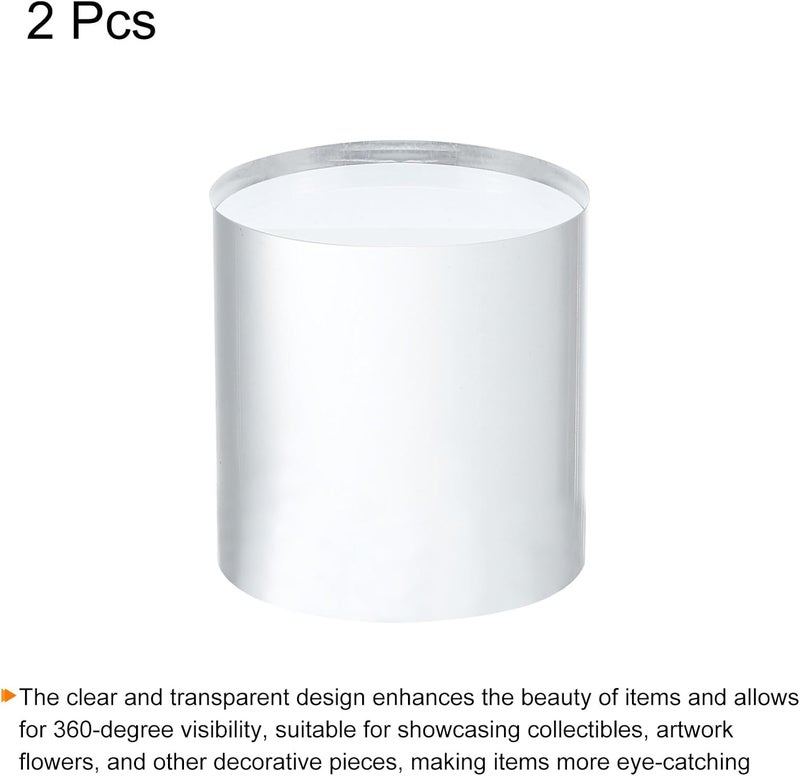 QUARKZMAN Acrylic Display Stand Base 2 x 2 Inch Solid Clear Cylinder Round Display Stand for Commercial or Home Exhibitions, Collectibles, Jewellery - Image 3