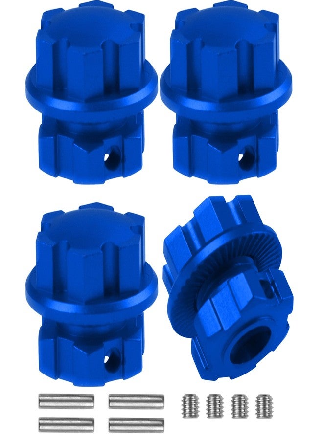 Vgoohobby Aluminum 17mm Splined Wheel Hubs Adapter & Nuts #8654 Compatible with Traxxas 1/10 E-Revo 2.0 Maxx & 1/8 Sledge RC Car (Blue) - Image 1