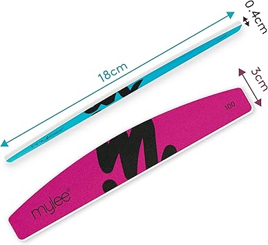 Mylee 3 Pack Double Sided Half Moon Nail File 100180 Grit Salon Quality Nails Professional Manicure Tool Use on Natural Nails or Extensions - Image 4