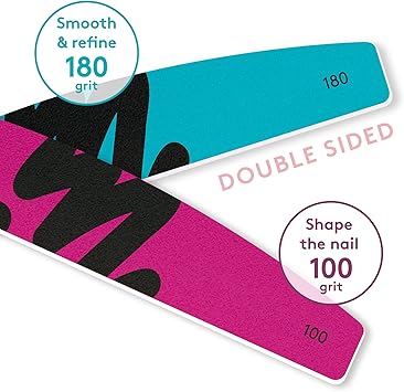 Mylee 3 Pack Double Sided Half Moon Nail File 100180 Grit Salon Quality Nails Professional Manicure Tool Use on Natural Nails or Extensions - Image 3