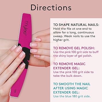 Mylee 3 Pack Double Sided Half Moon Nail File 100180 Grit Salon Quality Nails Professional Manicure Tool Use on Natural Nails or Extensions - Image 5