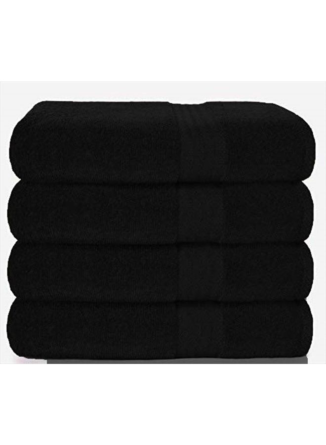 GLAMBURG Premium Cotton 4 Pack Bath Towel Set - 100% Pure Cotton - 4 Bath Towels 27x54 - Ideal for Everyday use - Ultra Soft & Highly Absorbent - Black - Image 1
