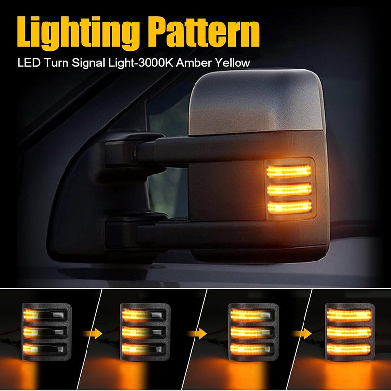 SUPAREE LED Switchback Side Mirror Marker Running & Turn Signal Light fits For 2008-2016 F250 F350 F450 F550 Super Duty Running light and Turn signal Aftermarket Replacement-Smoked Lens - Image 3