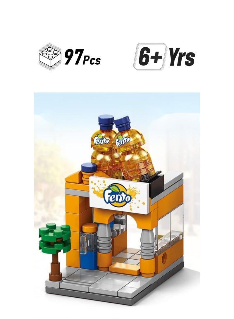Fanta 97-Piece Mini Street Orange Juice Store Building Block Toy - Image 1
