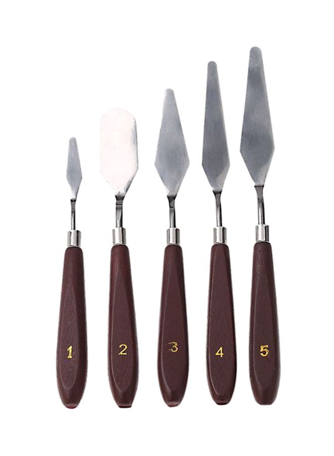 NIBEMINENT 5-Piece Stainless Steel Knife Set Silver/Brown 22cm - Image 1