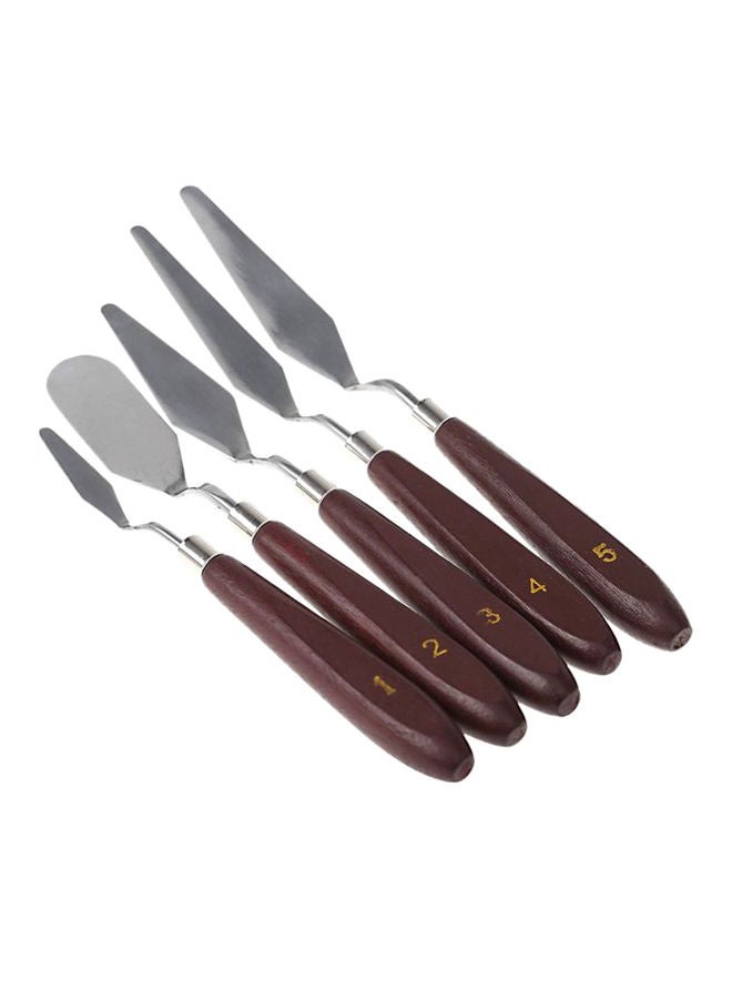 NIBEMINENT 5-Piece Stainless Steel Knife Set Silver/Brown 22cm - Image 2