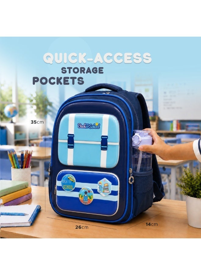 Blue Edupack 14 Inch Kids School Backpack | Lightweight Durable School Bag for Boys & Girls | Spacious Multi-Compartment Travel Backpack for School & Daily Use - Image 2