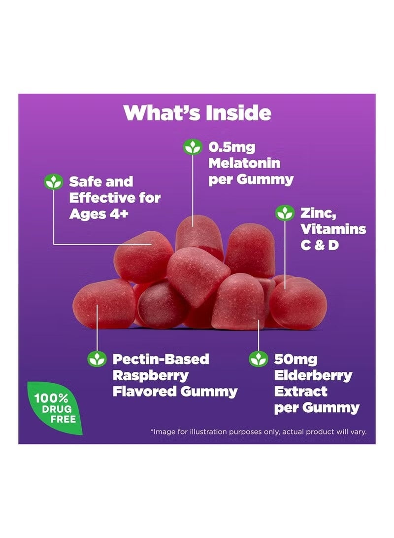 Natrolabs Natrol Kids Melatonin 1mg Gummies – Raspberry Flavor, 60 Count – Drug-Free Sleep Aid for Children, Non-GMO, No Artificial Flavors or Sweeteners, Vegetarian, Ages 4+ (Packaging may vary)  - Image 3