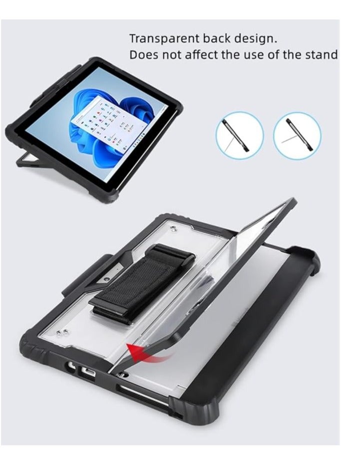 Case for Microsoft Surface Pro 11 (2024),Clear Durable Anti-Drop Smart Tablet Cover with Hand Strap,Pen Holder and Shoulder Strap - Image 2