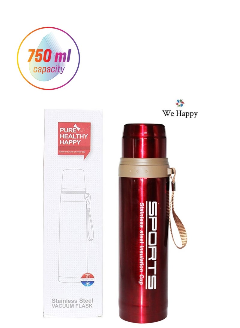 We Happy Sports Stainless Steel Thermos Vacuum Flask 750 ML Capacity Travel Bottle with Insulation Cup  - Image 1