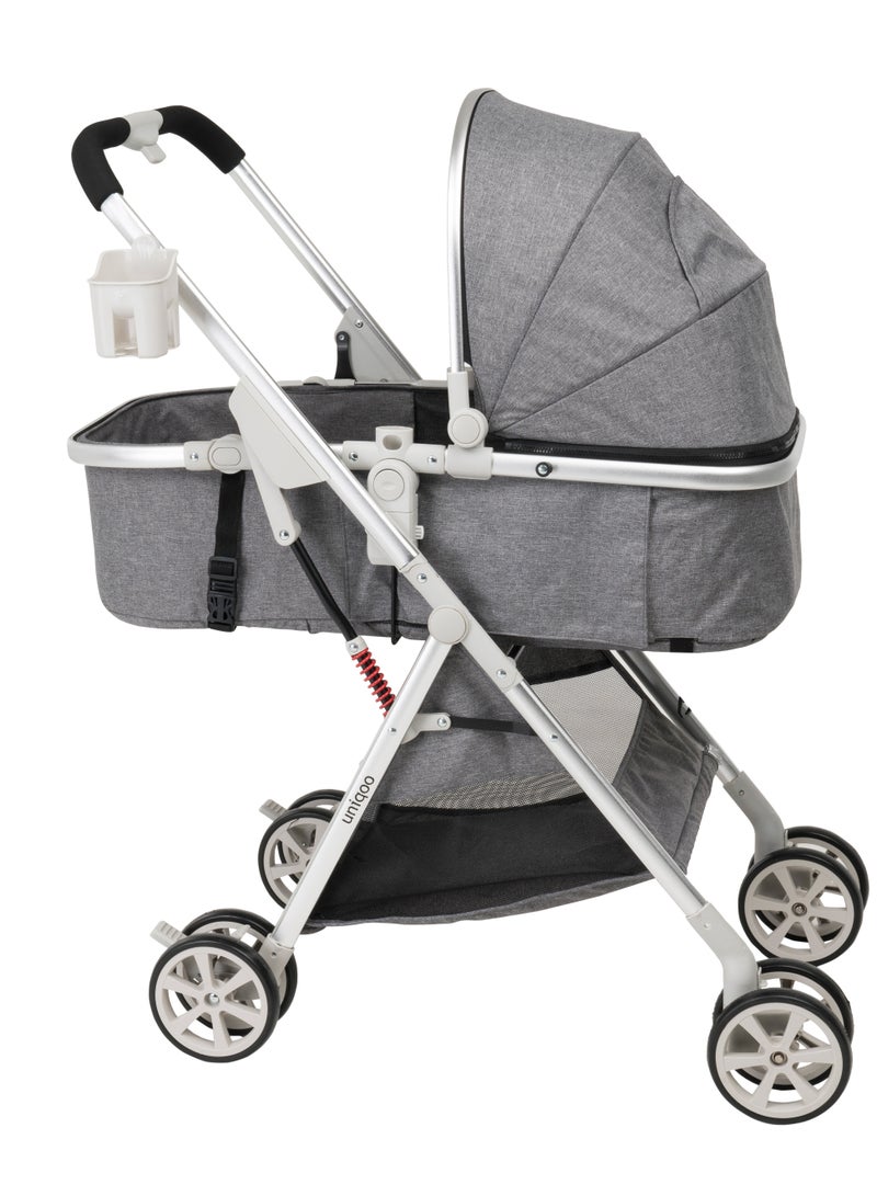 حبيبي Uniqoo 6 Grey new - عربة أطفال محمولة متميزة - Image 2