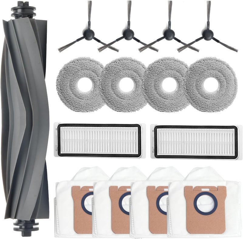 Bluearks Replacement Parts for Dreame L20 Ultra / L30 Ultra Robot Vacuum Cleaner, 1 Main Brush, 4 Dust Bags, 4 Mop Pads, 2 HEPA Filters, 4 Side Brushes - Image 1