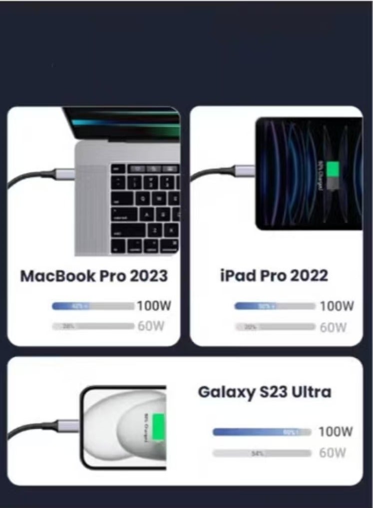 Captaintech 100W USB-C to USB-C Fast Charging Cable (6.6FT) – Compatible with iPhone 15 Series, MacBook Pro, iPad Pro, Samsung Galaxy S23/S22 Ultra, Dell XPS, Nintendo Switch u0026 More ﻿ - Image 5