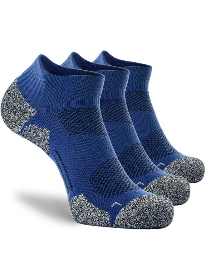 CWVLC Unisex Cushioned Compression Athletic Ankle Socks Multipack, 3-pairs Royal, M - Image 1