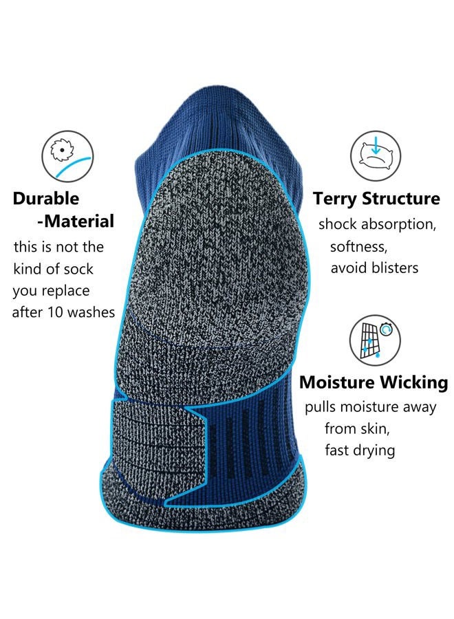 CWVLC Unisex Cushioned Compression Athletic Ankle Socks Multipack, 3-pairs Royal, M - Image 4