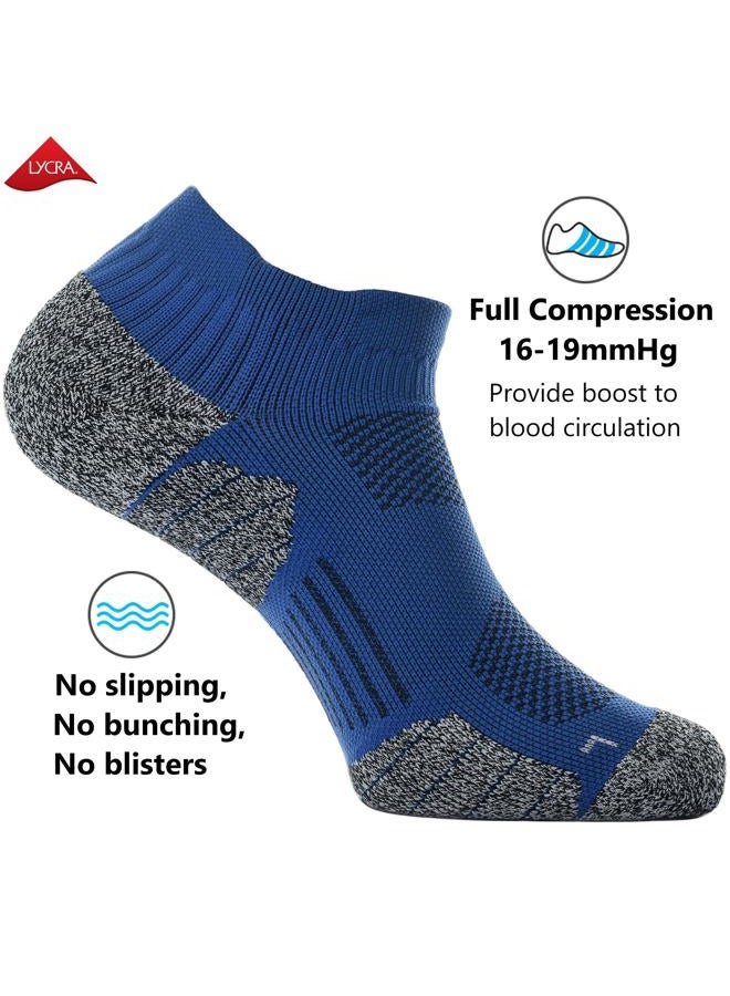 CWVLC Unisex Cushioned Compression Athletic Ankle Socks Multipack, 3-pairs Royal, M - Image 3