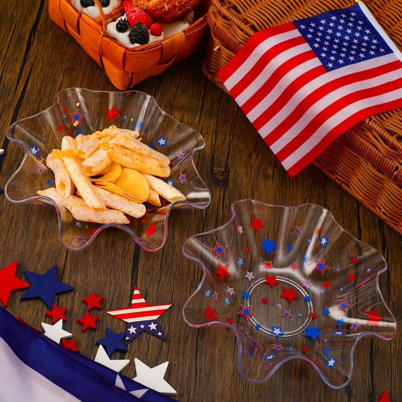 Tioncy Tioncy 4 Pcs Patriotic Bowls Red White and Blue Serving Bowls 4th of July Plastic Candy Dish 83 Inches Independence Day Snack Tray for USA Themed Party Tableware Supplies Decoration  - Image 3