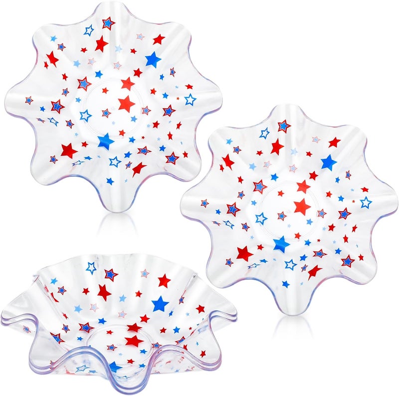 Tioncy Tioncy 4 Pcs Patriotic Bowls Red White and Blue Serving Bowls 4th of July Plastic Candy Dish 83 Inches Independence Day Snack Tray for USA Themed Party Tableware Supplies Decoration  - Image 1