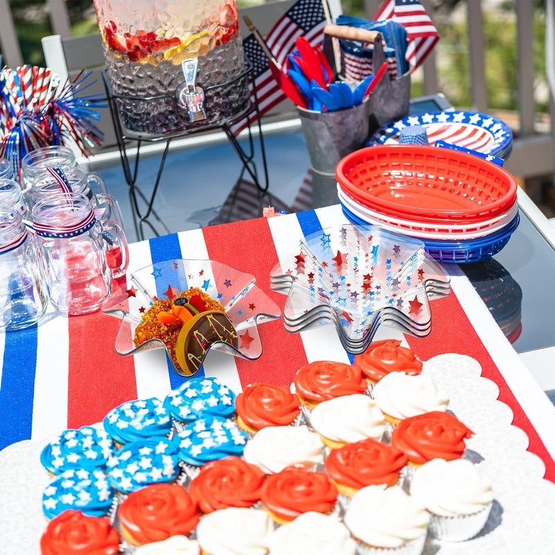 Tioncy Tioncy 4 Pcs Patriotic Bowls Red White and Blue Serving Bowls 4th of July Plastic Candy Dish 83 Inches Independence Day Snack Tray for USA Themed Party Tableware Supplies Decoration  - Image 4