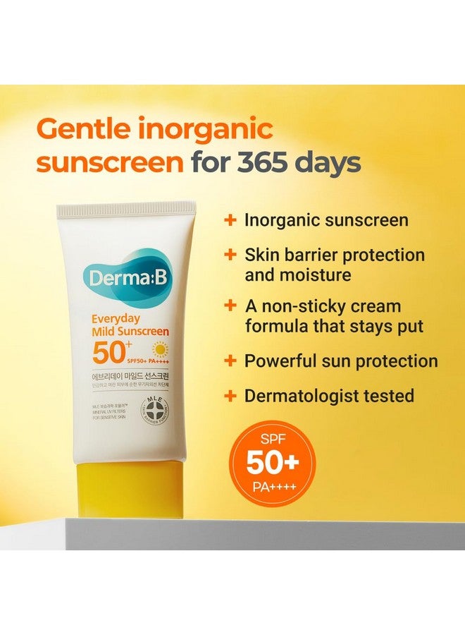 derma b Everyday Mild Sunscreen Spf50+ Pa++++ 1.69 Fl Oz 50Ml Fastabsorbing Lightweight Spf Sunblock Moisturizer Facial Body Nonsticky For Dewy Skin Korean Sunscreen Lotion For Sensitive Skin  - Image 2