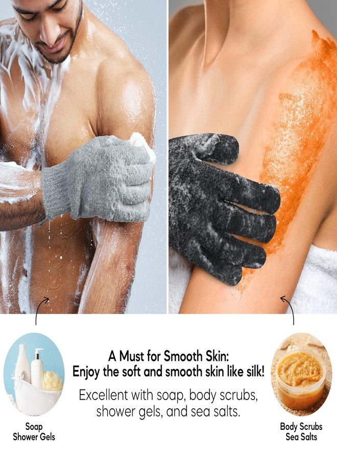 Alotpower Exfoliating Gloves for Big Hands 8Pack- Lengthened and Large Double-Sided Shower Gloves(4Pairs/8Pcs) for Shower, Spa, Massage - Large Bath Gloves (4Pcs Black and 4Pcs Gray) - Image 2