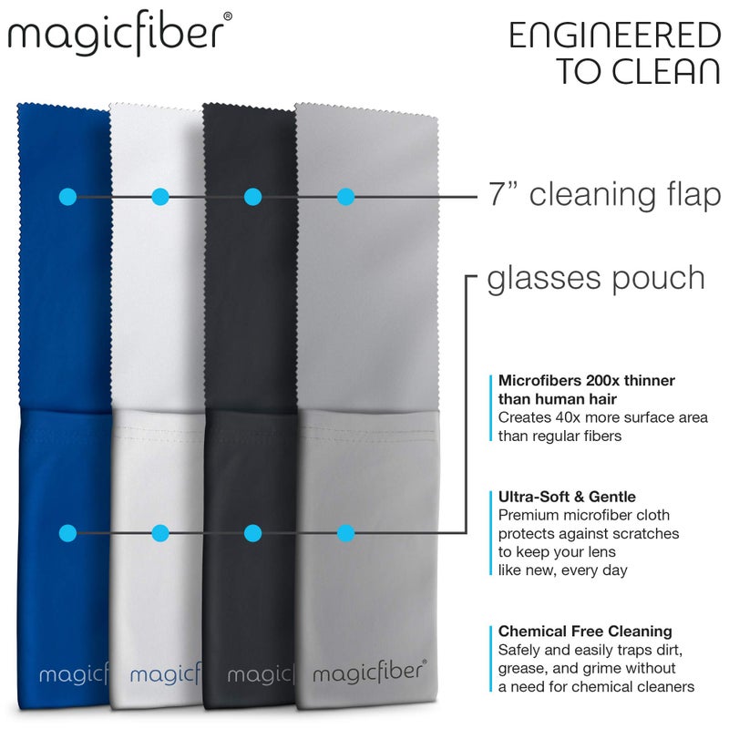 MagicFiber Eyeglass Cleaning Cloth Case (4 Pack, Soft) Works as Glasses & Eyeglass Cleaner, Glasses Case Soft, Sunglasses Pouch, Fabric Pocket Sleeve Wrap Bag for Men, Women - Image 5