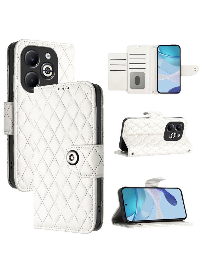 Zaboon Case For Infinix Smart 8 Plus / Smart 8 Pro Rhombic Texture Flip Leather Phone Case with Lanyard - Image 1