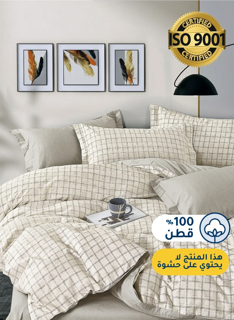 Master Home Textile Master Home Textile Cotton Floral Duvet Cover Set, Fits 160 x 200 cm Queen Size Bed, 200TC Cotton, 4-Piece Set with Zipper Closure and Corner Ties