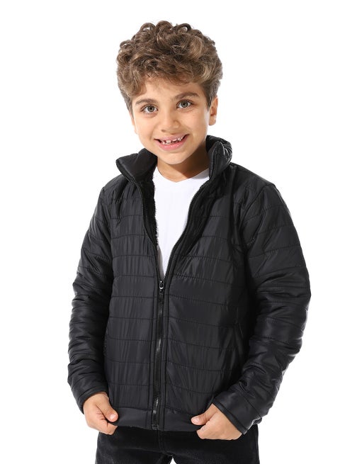 جاكيت مبطن مقاوم للماء للأولاد مع فرو