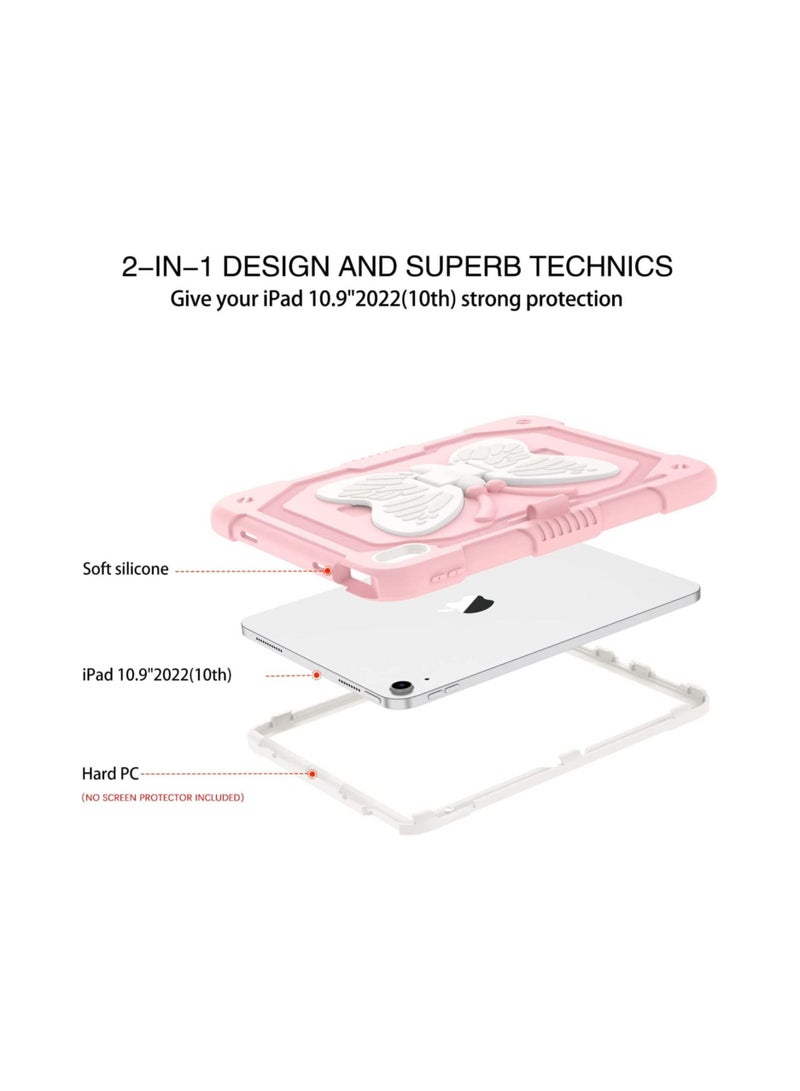 iPad 10.9 Case 2022 iPad 10th Generation Case Butterfly Wings Kickstand 3D Heavy Duty Rugged Shockproof Full Body Protective Tablet Case for iPad 10.9 Inch 10th Gen for Kids  - Image 2