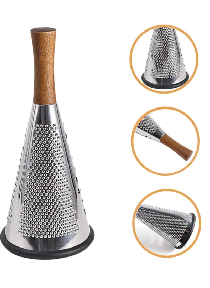 Generic - Cheese Grater with Handle and Carrot Peeler, Manual Mandoline Slicer, Cucumber Slicer, Horn Shape Cheese Grater, Truffle Wood Vertical Cheese Grater - Image 1