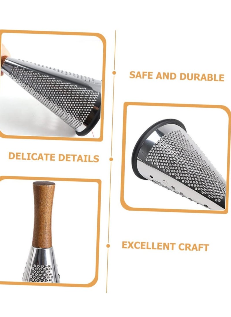 Generic - Cheese Grater with Handle and Carrot Peeler, Manual Mandoline Slicer, Cucumber Slicer, Horn Shape Cheese Grater, Truffle Wood Vertical Cheese Grater - Image 1