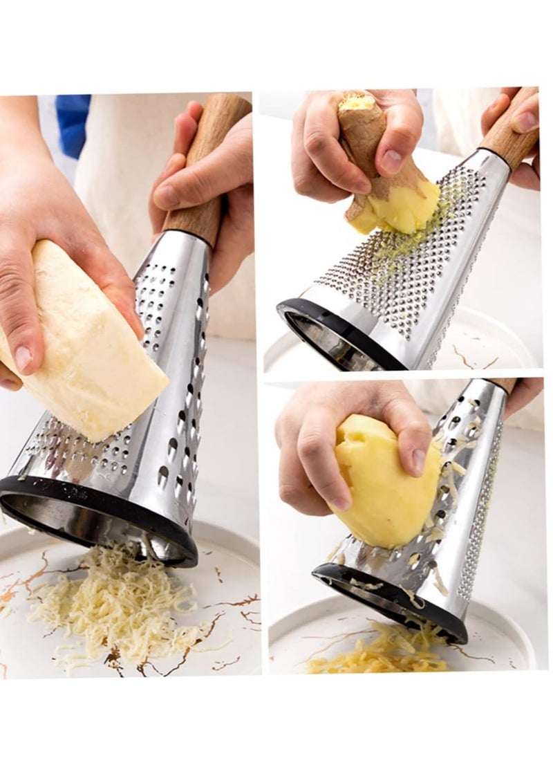 Generic - Cheese Grater with Handle and Carrot Peeler, Manual Mandoline Slicer, Cucumber Slicer, Horn Shape Cheese Grater, Truffle Wood Vertical Cheese Grater - Image 1