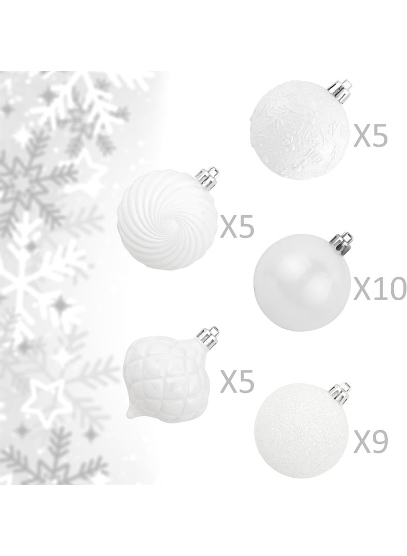 KI Store زينة كرات عيد الميلاد البيضاء من متجر KI، 34 قطعة بحجم 2.36 بوصة، مع خطافات للشجرة، إكليل، زينة الزهور - تشمل زينة العطلات - Image 2